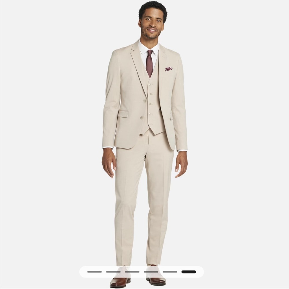EGARA 🆕 Designer Skinny Fit Gorg Tan Suit. MSRP$400 Jacket 38 Pant W33/L34 🔥